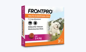 Co najlepsze na kleszcze dla psa? Tabletki Frontpro dla psów 2-4 kg, skuteczne przez 30 dni.